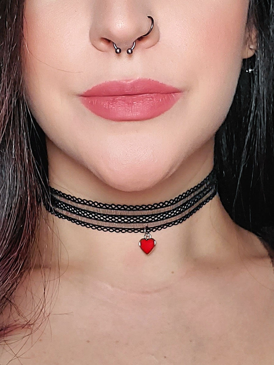 Red Heart Lace Choker