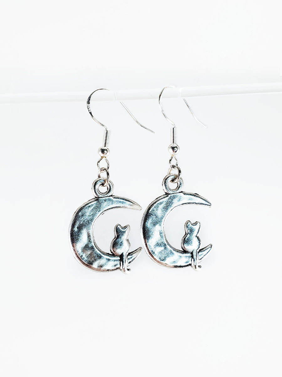 Cat Moon Earrings by Dirty Meow